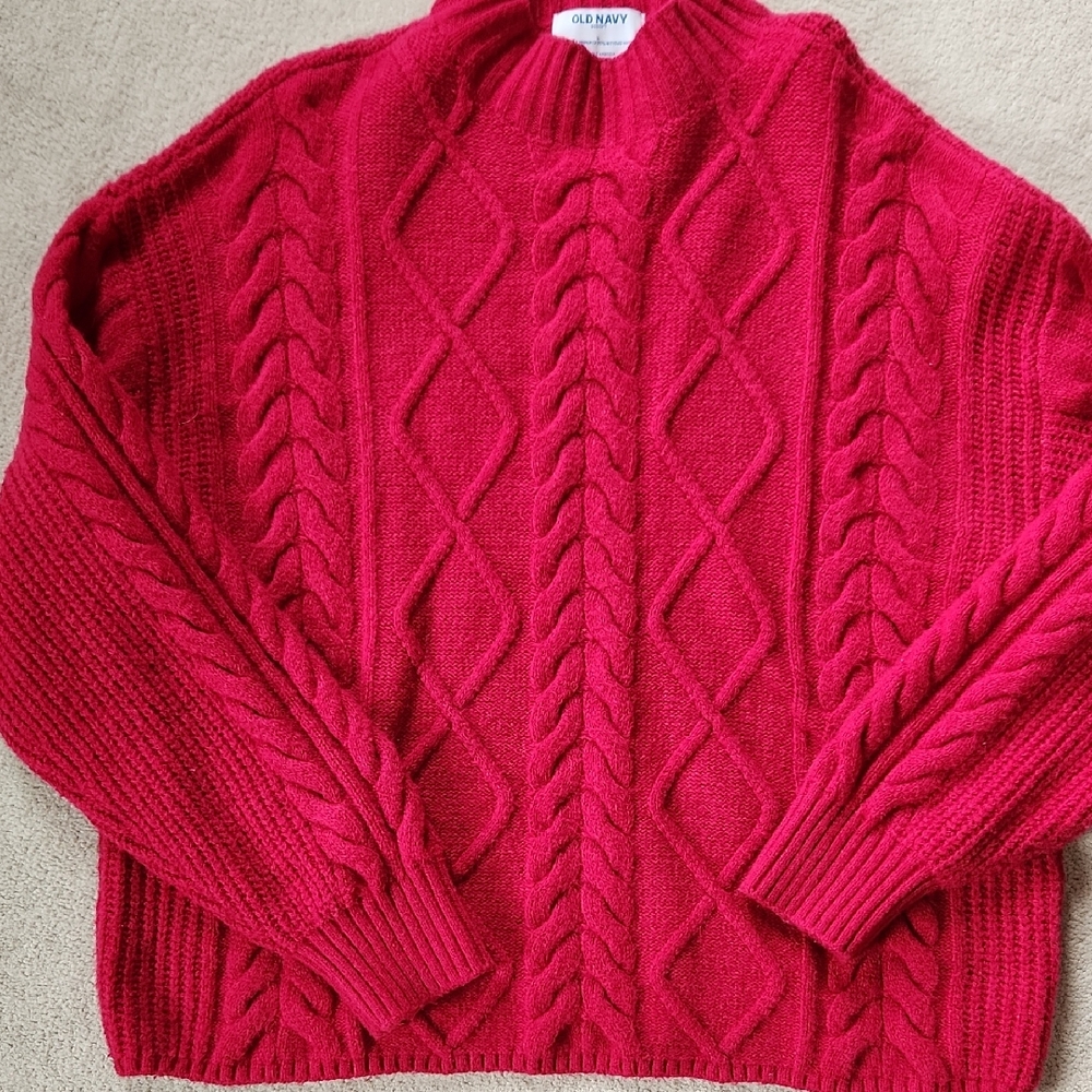 Old Navy Ribbed Cable Sweater - Strawberry Large